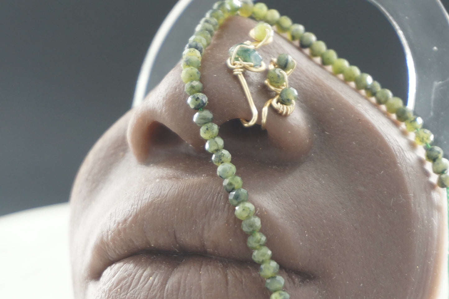 Jaded Leaf Double Nose Cuff