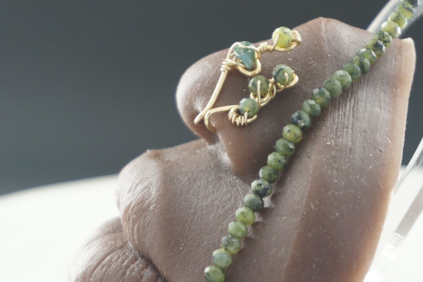 Jaded Leaf Double Nose Cuff