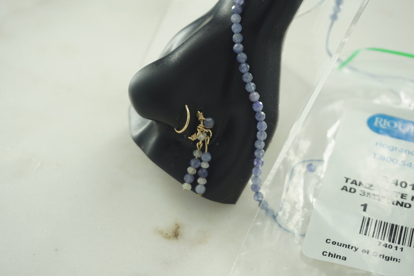 Tanzanite&Moonstone Dangle Nose Ring