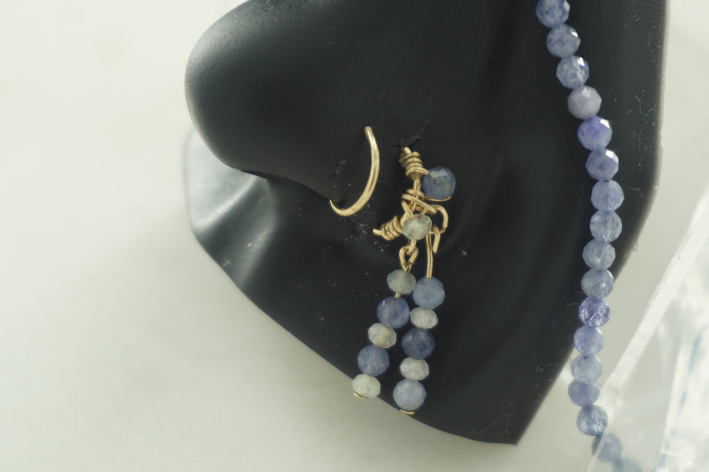 Tanzanite&Moonstone Dangle Nose Ring
