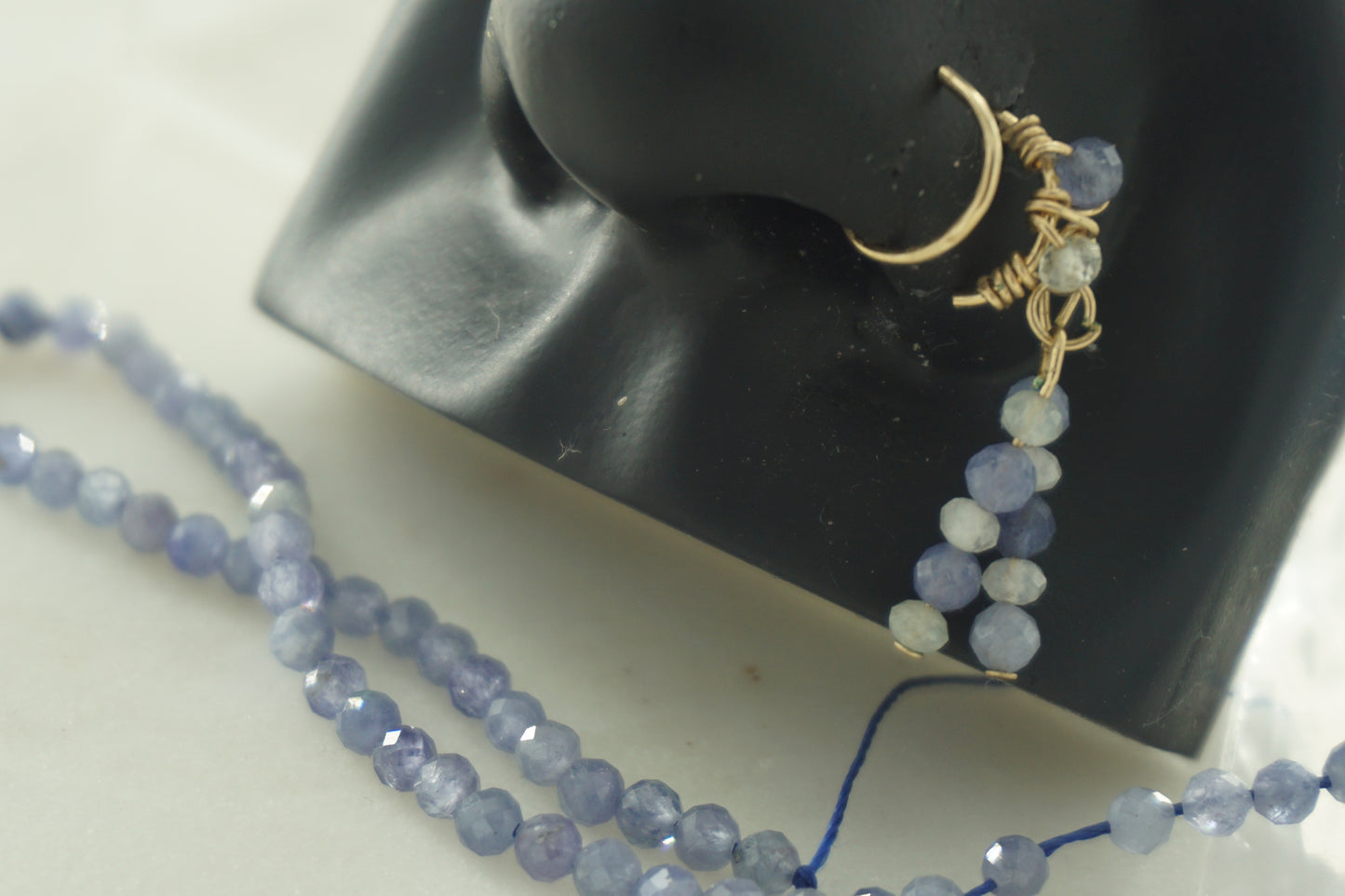 Tanzanite&Moonstone Dangle Nose Ring