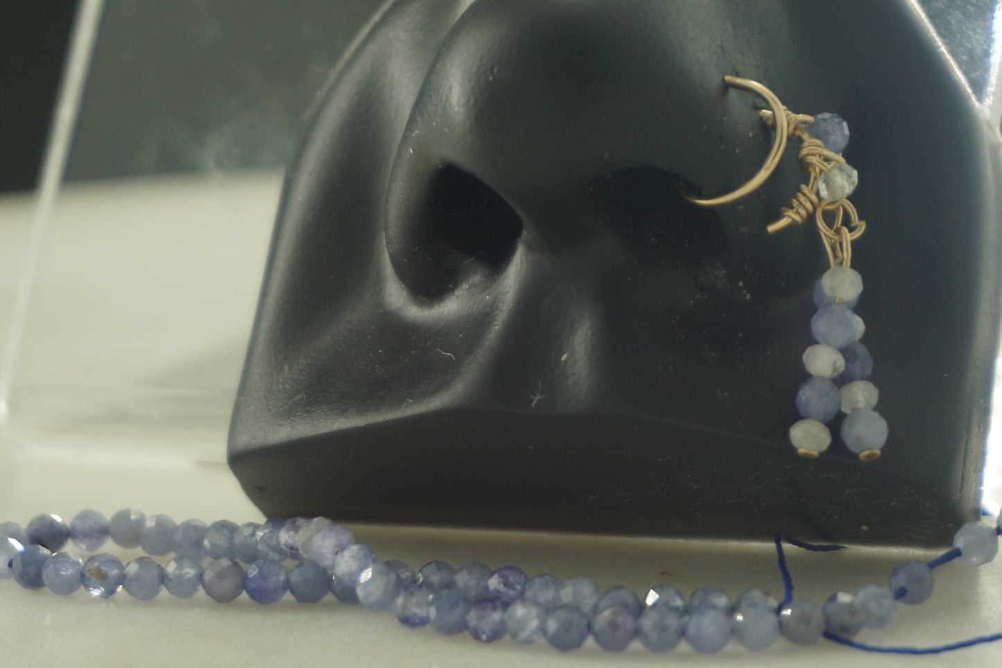 Tanzanite&Moonstone Dangle Nose Ring