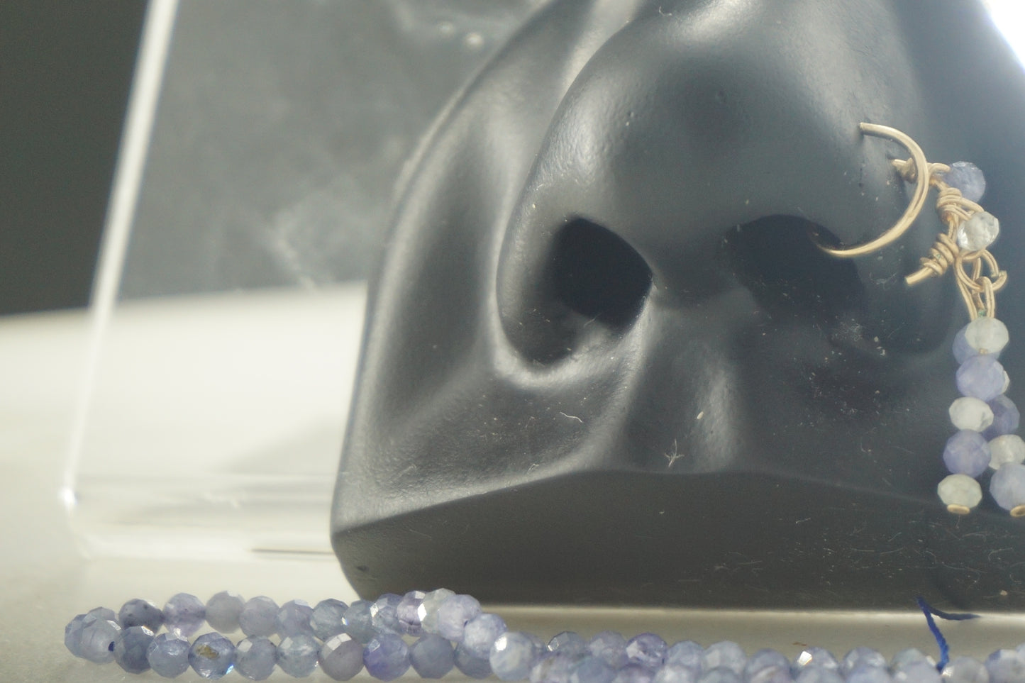 Tanzanite&Moonstone Dangle Nose Ring