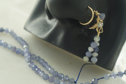 Tanzanite&Moonstone Dangle Nose Ring